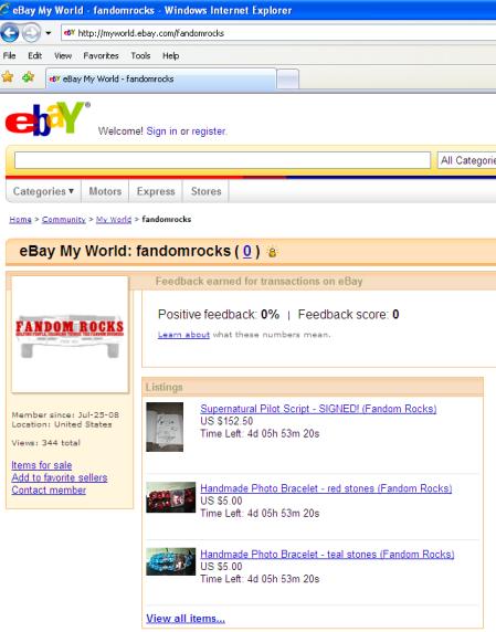 eBay Profile screencapture.